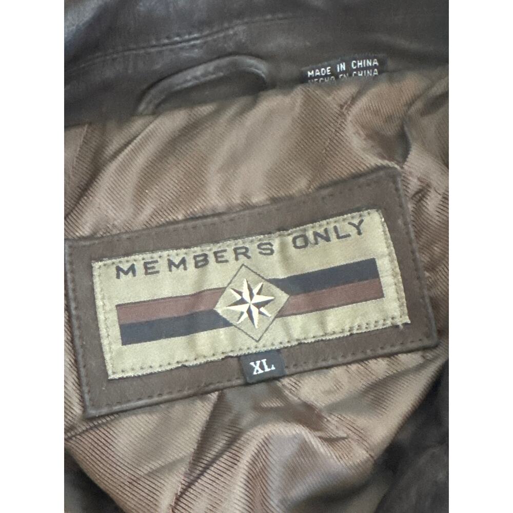 Members Only 100% Leather Bomber Jacket Brown Mens XL Full Zip Vintage VTG 90s - Picture 9 of 13
